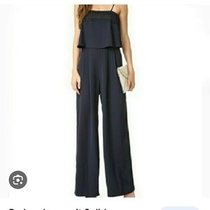 Parker straps navy embroidered bib jumpsuit size medium